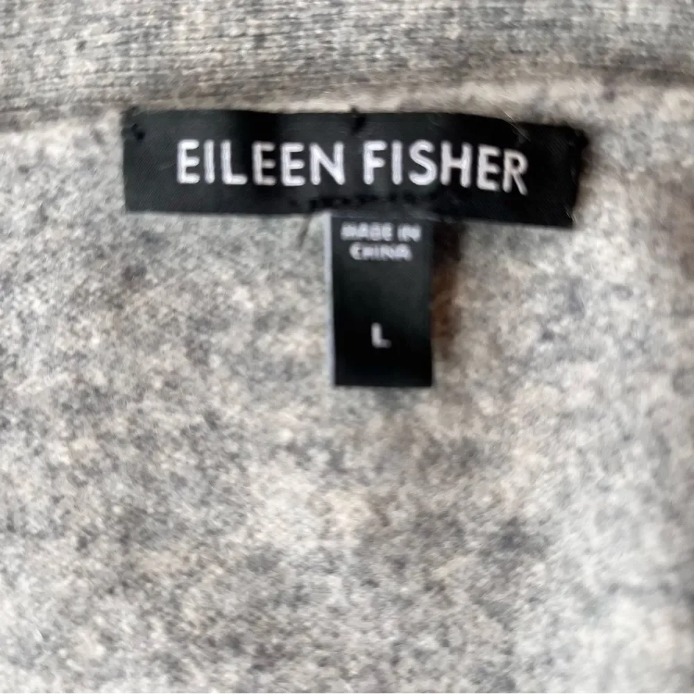 Eileen Fisher BLACK LABEL 100% Cashmere Cardigan L Gray LUXE Quiet Luxury Pocket